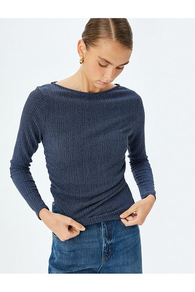 Koton Μακρυμάνικο μπλουζάκι με υφή Crew Neck