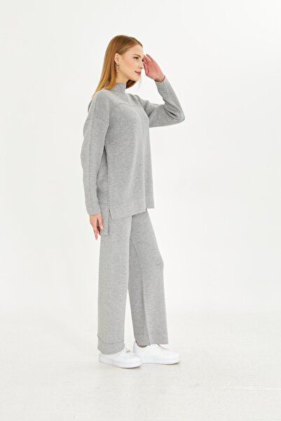 Irmak Kerekli Gray Oversize Women's Set - Bottom and Top Set 1308