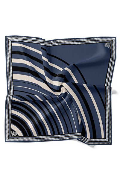 Levidor Індіго напівкругла шовкова хустка з твіловою фактурою