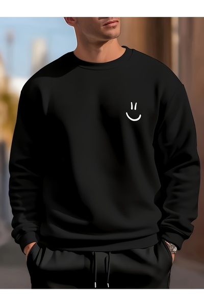 Lider Leather Hanorac imprimat cu gâtul în formă de O - Design elegant și con...