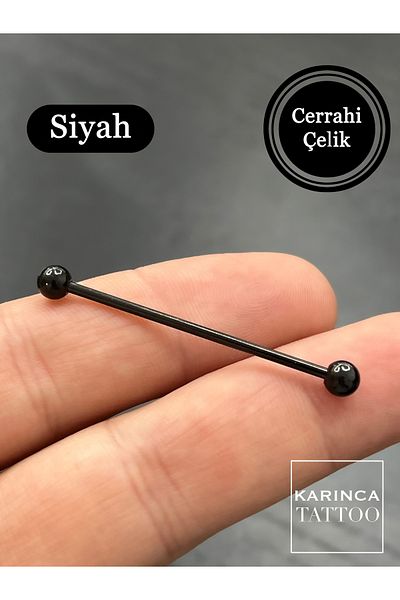 Karınca Piercing Surgical Steel Industrial Bridge Piercing Rose Gold Black with Silver Color Options