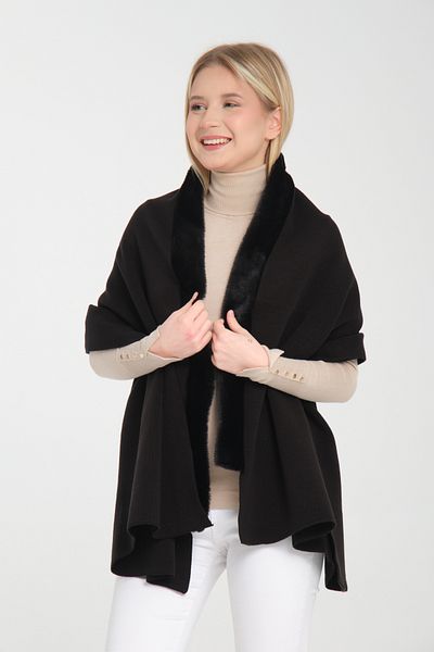 Wega Moda Furry Shoulder Shawl, Stylish Comfortable Shoulder Shawl with Fur Detail, Fur Detailed Knitwear Shoulder Shawl, Women's Shoulder Shawl.