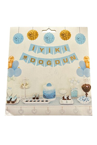 partideyince Banner with the Words "Happy Birthday" Gold Written Birthday Wri...
