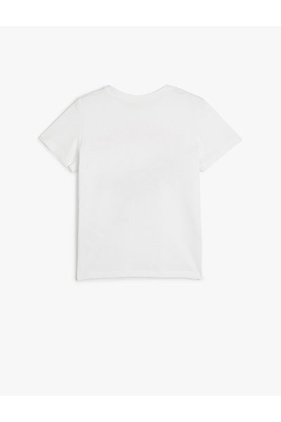 Koton Tricou cu mânecă scurtă cu dinozaur Tricou alb pentru băiat 5skb10122tk