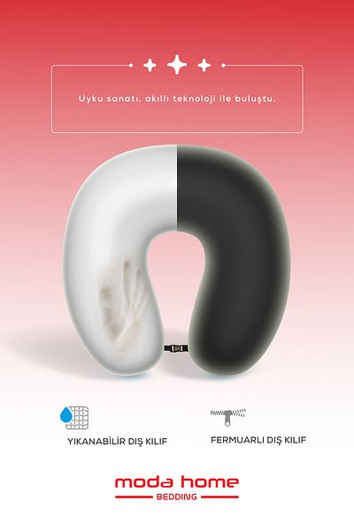 moda home bedding 2 Li Visco Neck Pillow - Travel Pillow, Black