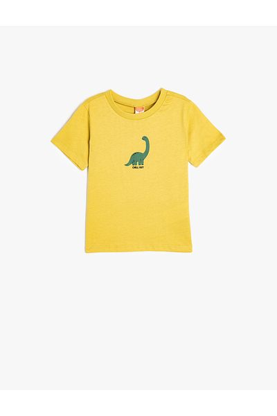 Koton Tricou din bumbac cu mânecă scurtă cu dinozaur - decolteu