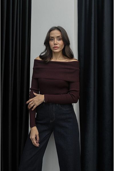Havoş Tricotaj cu nervuri cu guler Madonna de prune
