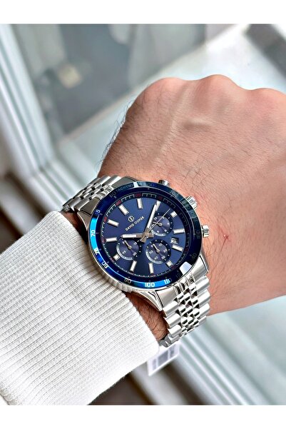 DAVID GUNER Fonksiyonlu Gümüş-Lacivert Renk Çelik Kordon Erkek Kol Saati 8666A3