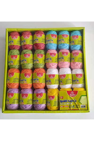 MENTAŞ Raffia Paper Rope Colorful Pack 8 Colors 24 Pieces Kit