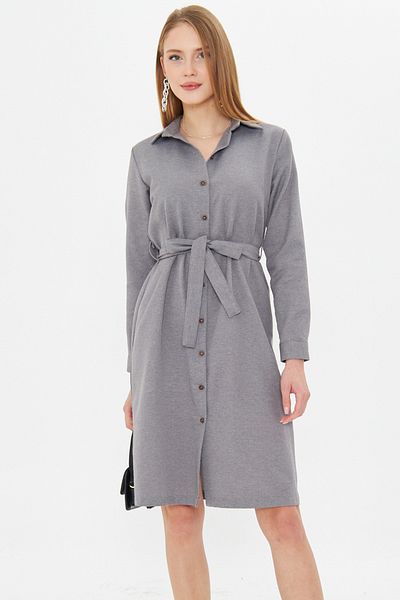armonika Rochie cămașă lungă gri pentru femei ARM-22K 001141