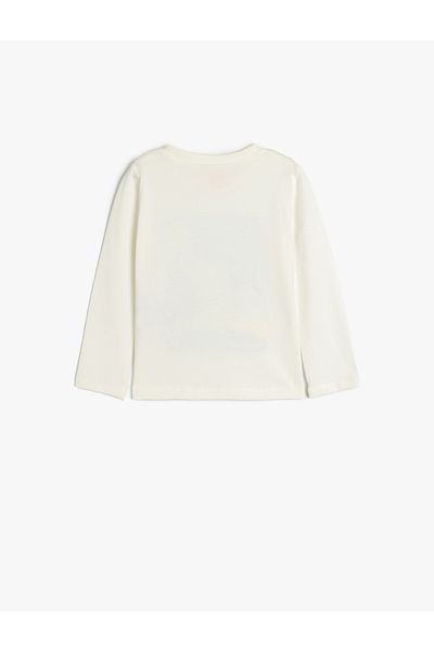 Koton Βαμβακερό μακρυμάνικο μπλουζάκι - Crew neck and print λεπτομέρεια
