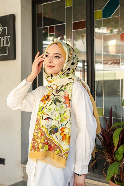 Hint İpek Natural Wool Cashmere Blended Shawl Winter Four Seasons Patterned Shawl