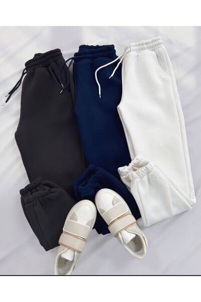 FİTGO Crno-tamnoplave-bele ženske trenirke sa 3 niti, veličina L Elastični porub