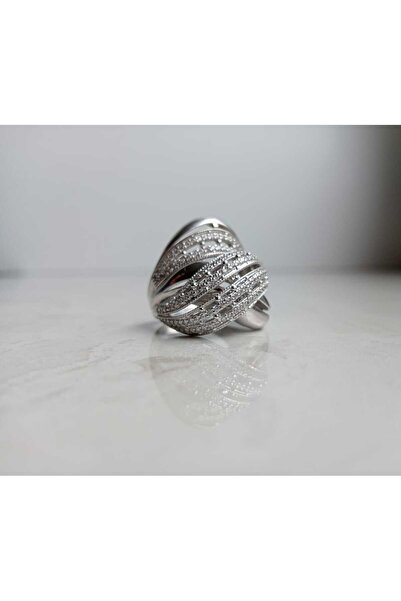 GÜMÜŞ Papila Silver Beyaz Zirkon Taşlı İthal Gümüş Star Yüzük