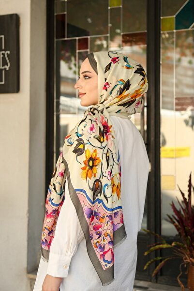 Hint İpek Natural Wool Cashmere Blended Shawl Winter Four Seasons Patterned Shawl