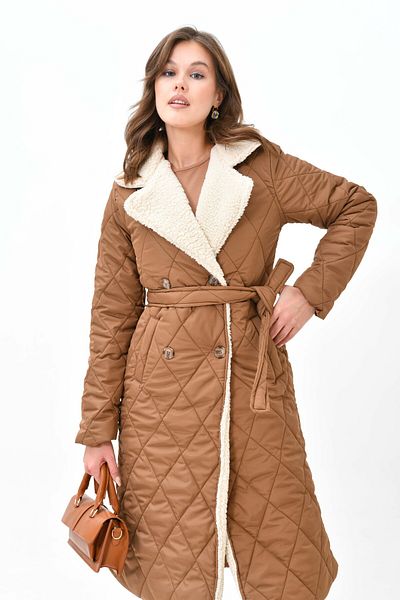 VOLT CLOTHİNG Damen-Steppmantel aus Schafsleder in Maxi-Länge