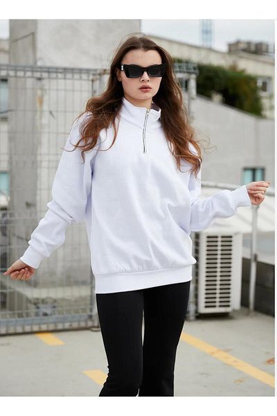 woonkey Women's Half Zipper Black Sweatshirt