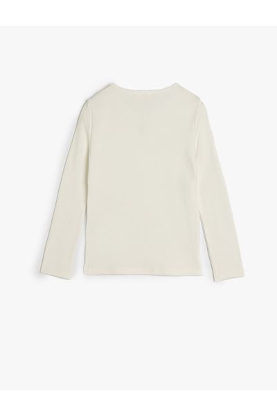 Koton Bow Crew Neck Long Sleeve Cotton T-Shirt