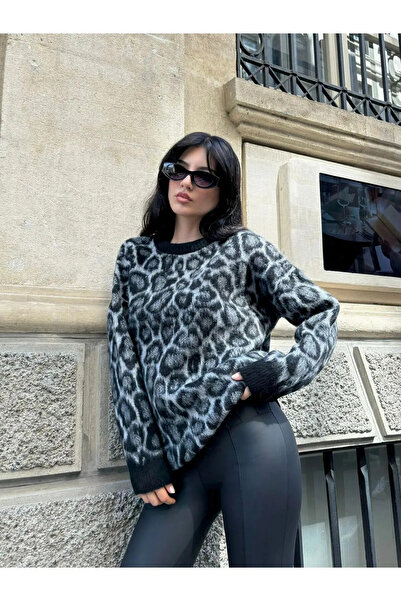 Velista Pulover cald și moale cu imprimeu leopard
