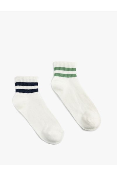 Koton Striped Set of 2 Cotton Blended Socks