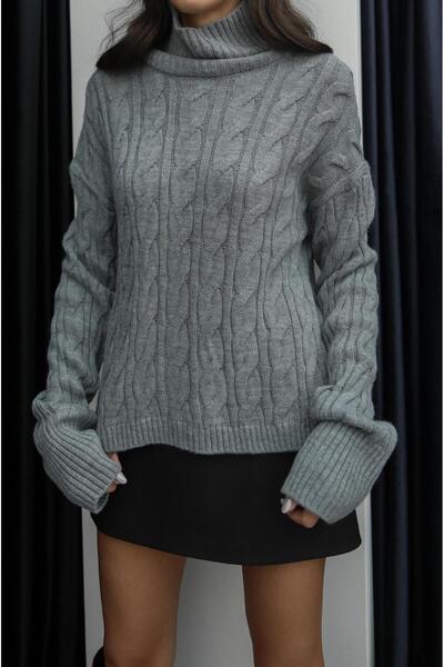 Havoş Gray Grant Fisherman Sweater