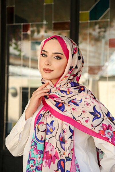 Hint İpek Doğal Yün Kaşmir Karışımlı Şal Kışlık Dört Mevsim Desenli Şal