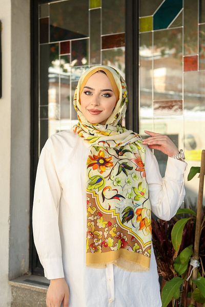 Hint İpek Natural Wool Cashmere Blended Shawl Winter Four Seasons Patterned Shawl
