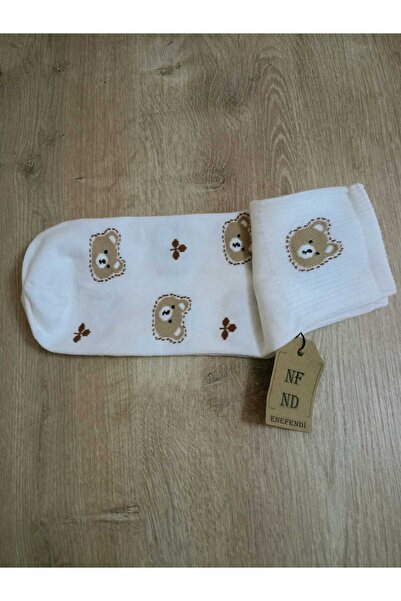 ENEFENDİ Меки памучни чорапи с мотиви - кремави