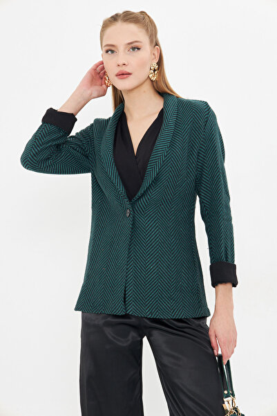 armonika Γυναικείο μανίκι με μοτίβο ψαροκόκαλο με διπλωμένο μονό κουμπί με σφραγίδα ARM-24K001066