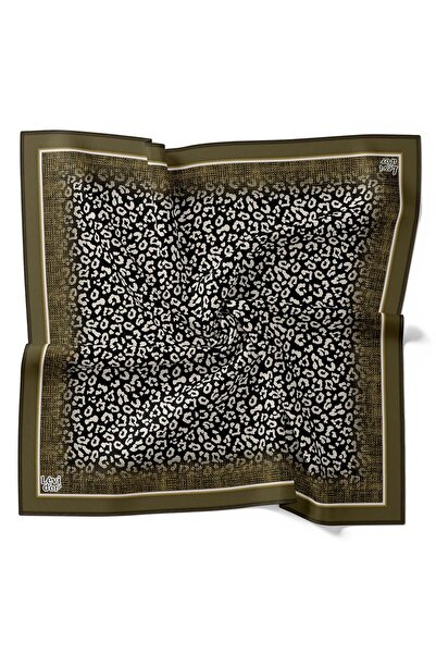 Levidor Khaki Mini Leopard Twill Silk Scarf