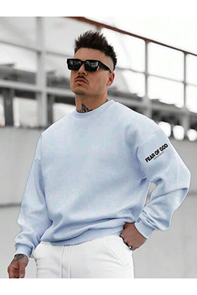 BW Bravely Wear Ανδρικό φούτερ - Fear God Oversize, με στάμπα transfer, βαμβα...