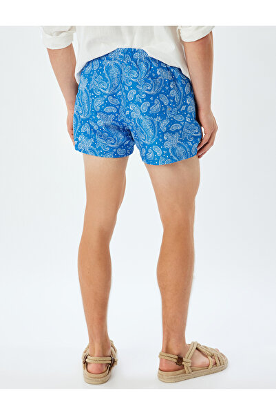 Koton Deniz Şortu Oversize Etnik Baskılı Kısa Beli Bağcıklı