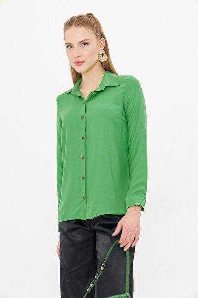 armonika Γυναικείο πράσινο μακρυμάνικο πουκάμισο από χόρτο ARM-18Y001176