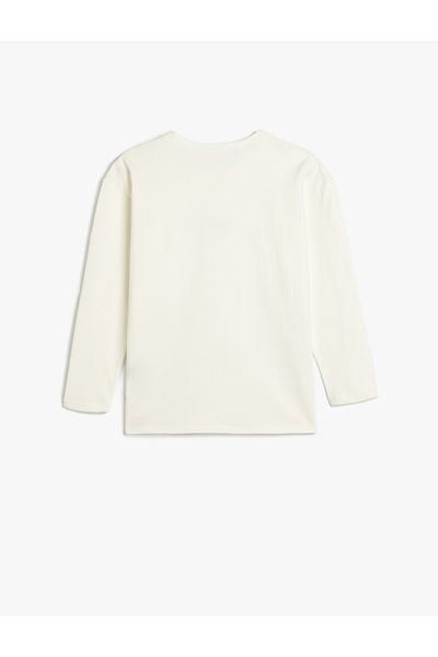 Koton Βαμβακερό μακρυμάνικο μπλουζάκι Oversize - Slogan Printed, Crew Neck