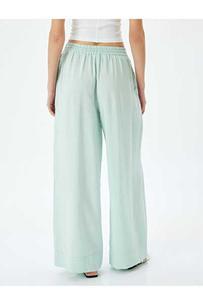 Koton Beli Bağlamalı Cepli Yüksek Bel Geniş Paça Viskon Pantolon