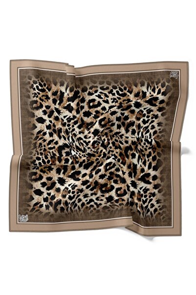 Levidor Κρεμ Μεταξωτό Φουλάρι με Λεοπάρ Σχέδιο