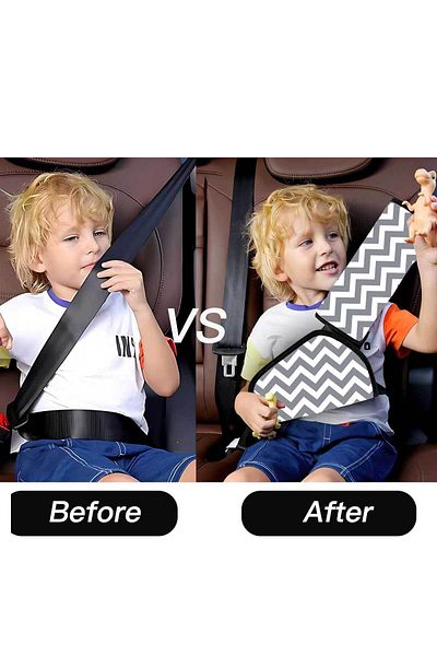 RevuBaby Child Reducing Set with Zigzag Pattern - Car Seat Belt and Pillow