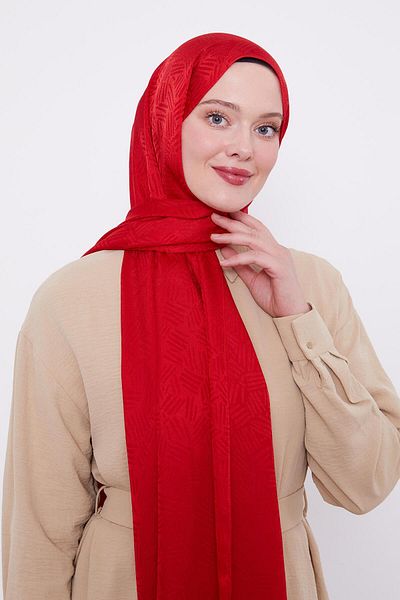 Levidor Red Bar Pattern Jacquard Janjan Shawl