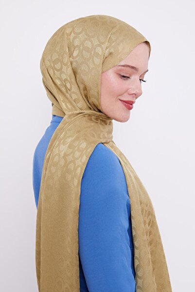 Levidor Yağ Yeşili Halka Desen Jakarlı Janjan şal