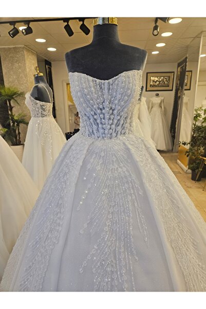 BY SD MY DREAM Straplez İncili prenses gelinlik