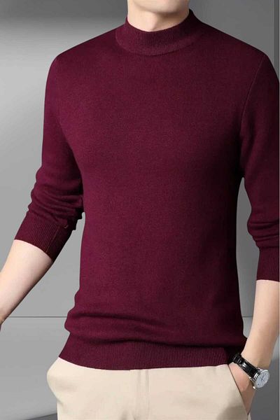 Uniquetrenders Men's Non-Pilling Half-Throat Knitwear Sweater Half Fisherman Knitwear Sweater