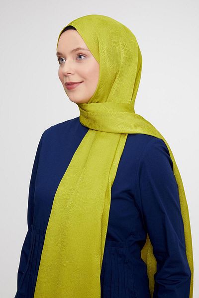 Levidor Lime Hologram Pattern Jacquard Janjan Shawl