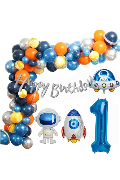 BİDOLUMUTLULUK Astronot Folyo Uzay Gemisi Folyo Doğum Günü Parti Eğlence Kons...
