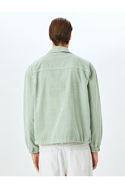 Koton Cotton Denim Jacket with Snap Button Pocket Detail