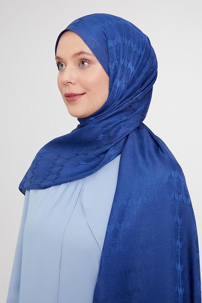 Levidor Şal Janjan Jacquard cu model geometric albastru denim