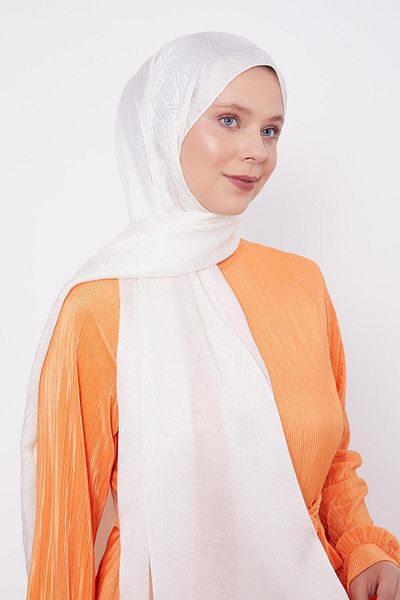 Levidor Şal Janjan Jacquard cu model alb catifelat