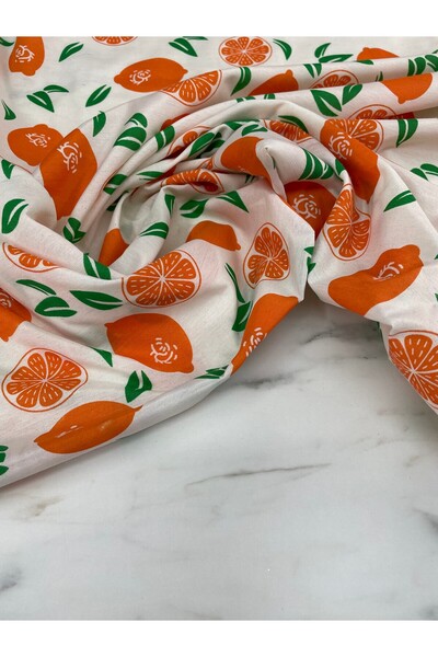 ipekkumaş قماش بوبلين قطني بنمط البرتقال يباع بالقطعة 1 قطعة 1 متر