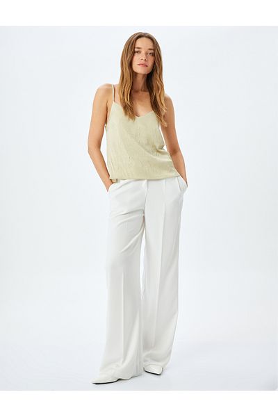 Koton Textured V-Neck Sling Top