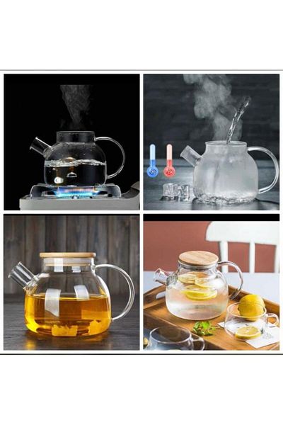 PANJI 1000 ml Heat Resistant Glass Teapot with Strainer - Borosilicate and Jug Herbal Tea