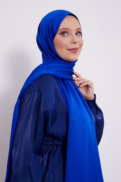 Levidor Saks Lvd Printed Blue Jacquard Shawl